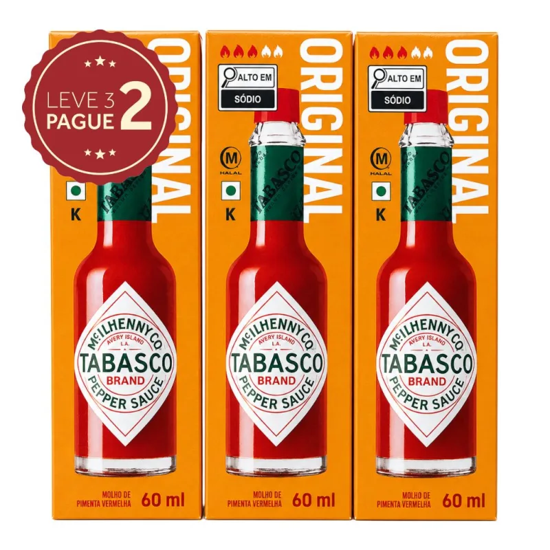 Molho Americano Pepper Tabasco 60ml Leve 3 Pague 2 KIT PRONTO - Tabasco