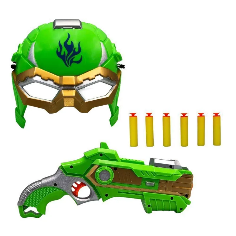 Arminha De Brinquedo Lançadora De Dardo Nerf Máscara Verde