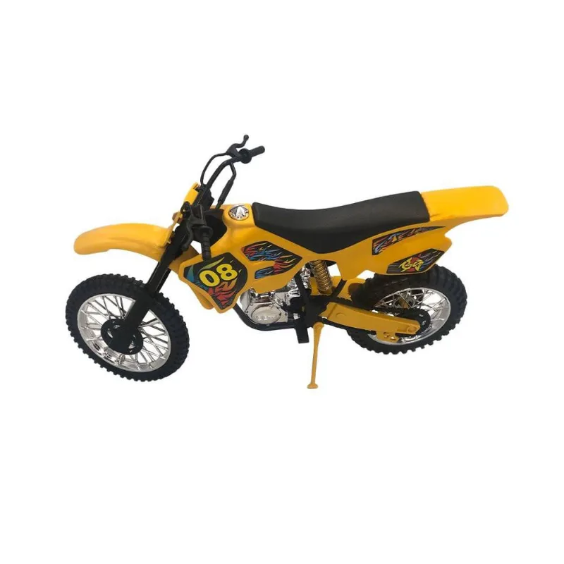 Moto de Motocross de Brinquedo com Apoio Grande 36cm Amarela