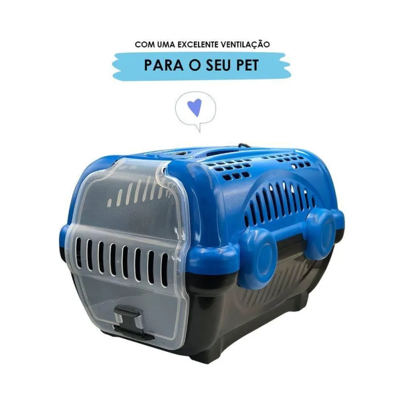 Caixa De Transporte Azul N2 Ideal Para Pets Trava Segurança - Não Disponível