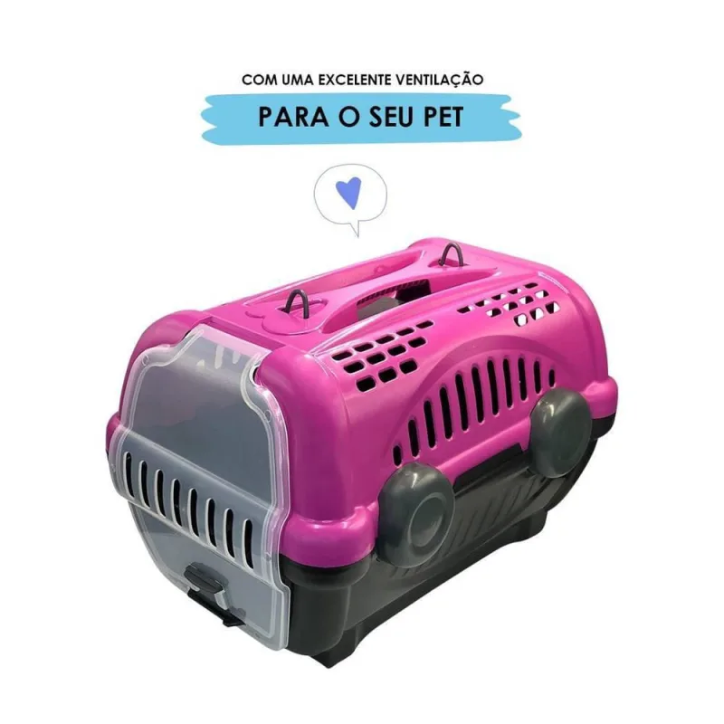 Caixa De Transporte De Pet Rosa Com Preto N2 Trava Segurança - Não Disponível