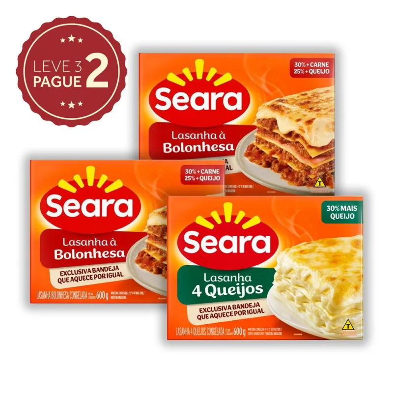 Lasanha Seara Sabores 600g Leve 3 Pague 2 KIT PRONTO - Seara