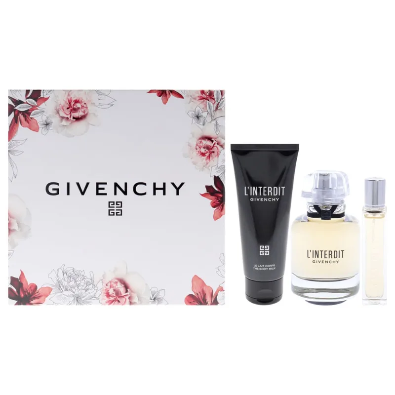 Conjunto de presentes de perfume Givenchy L'Interdit, 3 peças edp 80 ml para mulheres
