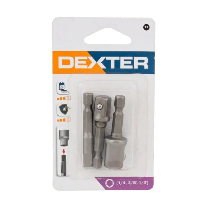 Adaptador Soquete 1/4, 3/8 Pol E 1/2 Pol 50mm 3 Peças