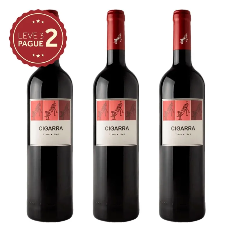 Vinho Português Tinto Meio Seco Cigarra 750ml Kit Leve 3 Pague 2 KIT PRONTO - Cigarra