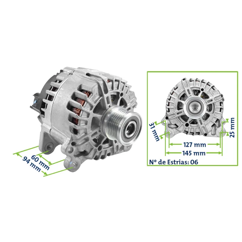 Alternador 12V 140A Amarok 2.0 Diesel 10/ Valeo