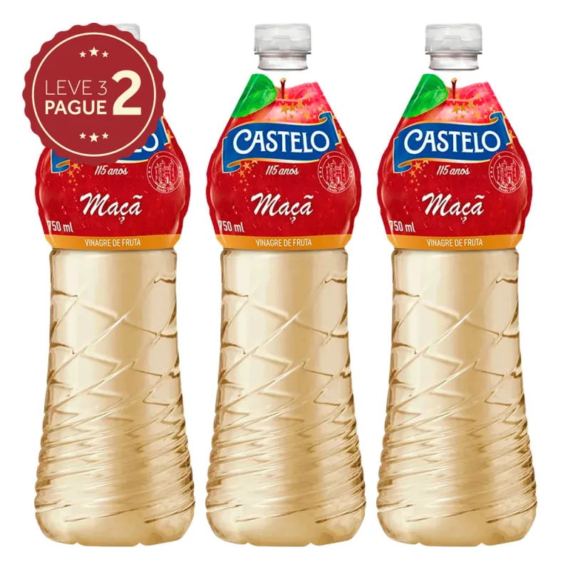 Vinagre de Maçã Castelo 750ml Leve 3 Pague 2 KIT PRONTO - Castelo