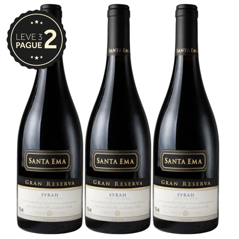Vinho Chileno Santa Ema Gran Reserva Syrah 750ml Leve 3 Pague 2 KIT PRONTO - Santa Ema