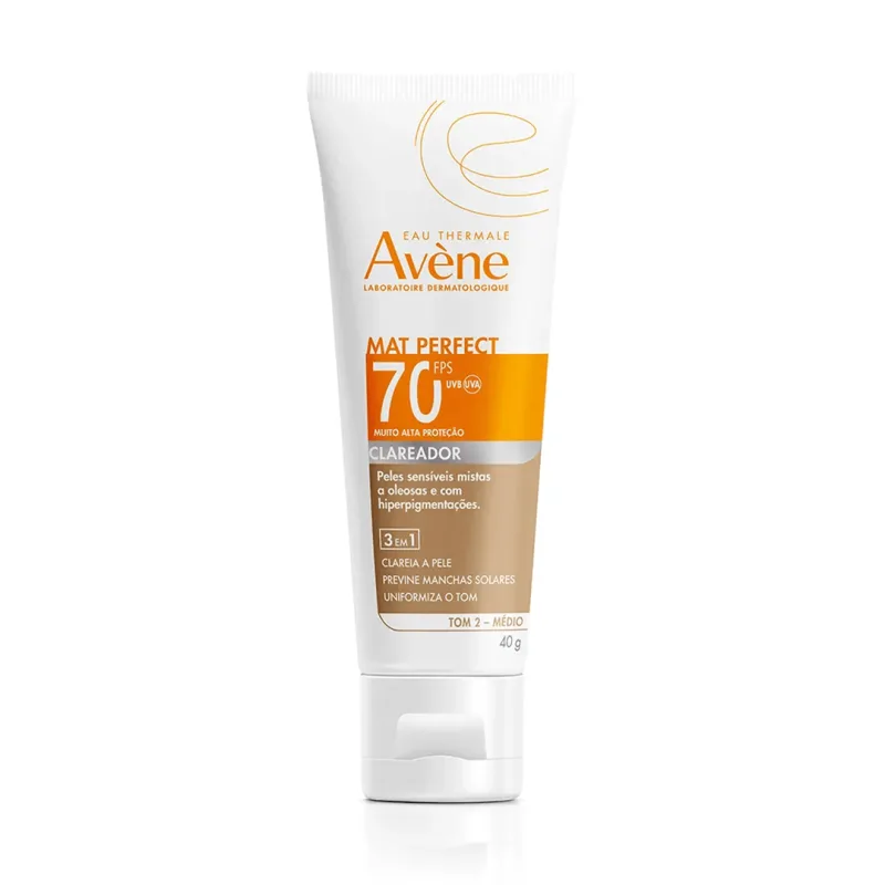 Protetor Solar Facial Avène Mat Perfect Fluido Clareador FPS70 Cor Média 40g - Avene