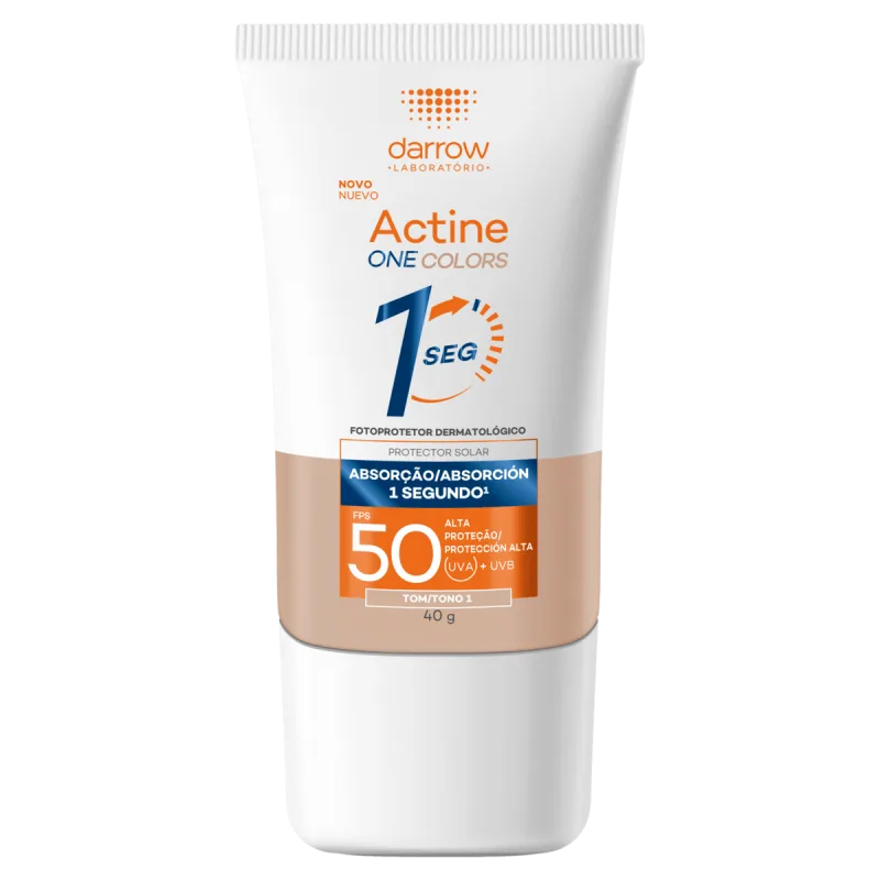 Actine One Colors Protetor Solar Facial com Cor FPS 50 Tom 1 40g Toque Seco - Actine