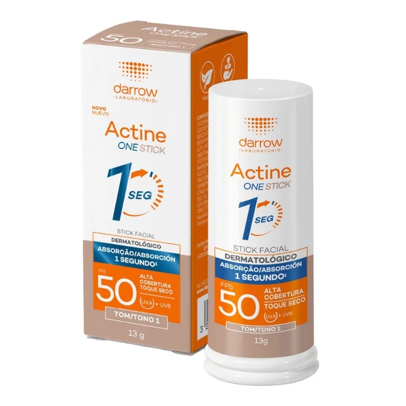 Protetor Solar Facial Actine One Stick FPS50 Cor 1 13g