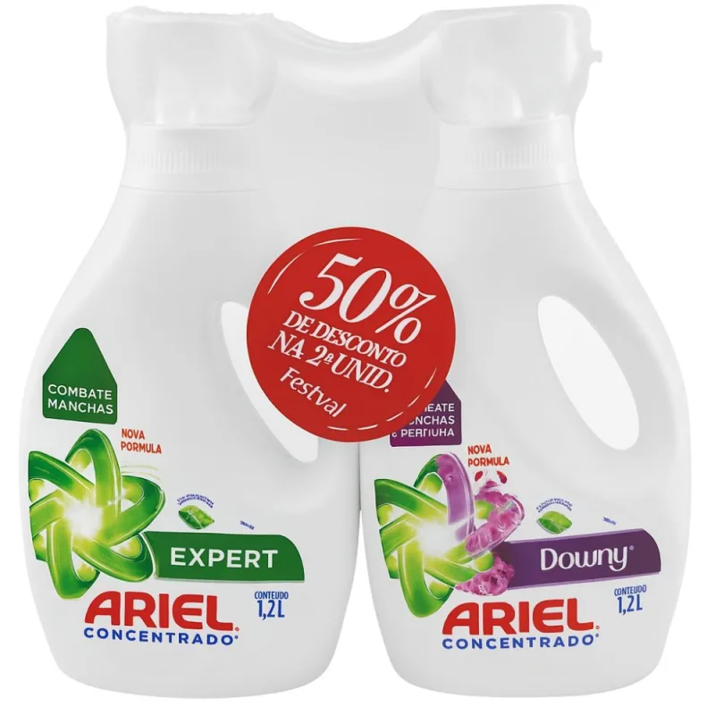 Lava Roupas Líquido Limpeza Profunda Ariel 1.2L com 50% de Desconto na 2ª Unidade - Ariel