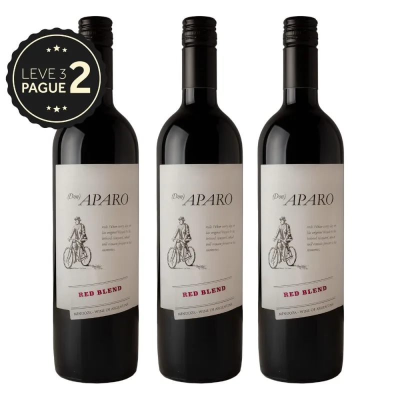 Vinho Argentino Don Aparo Red Blend 750ml Leve 3 Pague 2 KIT PRONTO - Don Aparo