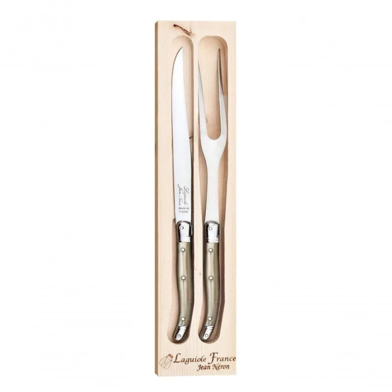 Garfo E Faca Para Churrasco Em Inox Laguiole Champagne - Laguiole