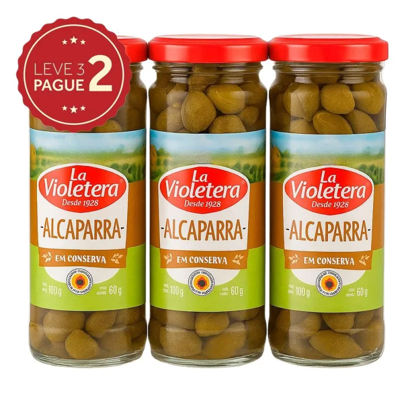 Alcaparras em Conserva Vidro Kit Leve 3 Pague 2 La Violetera 3x60g - La Violetera