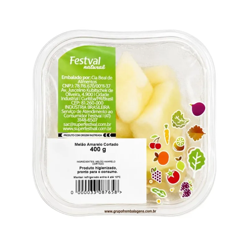 Melão Amarelo Cortado Festval 400g - Festval