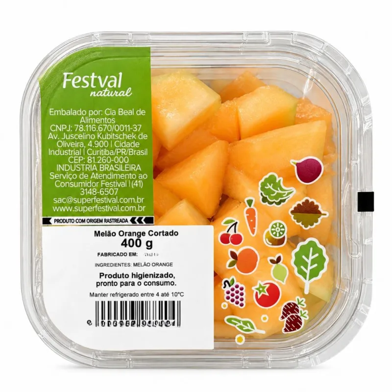 Melão Orange Cortado 400g - Festval