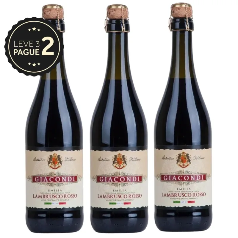 Frisante Italiano Giacondi Lambrusco Tinto 750ml Leve 3 Pague 2 KIT PRONTO - Giaconde