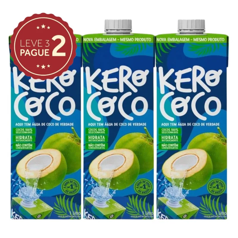 Água de Coco Kero Coco 1L Leve 3 Pague 2 KIT PRONTO - Kero Coco