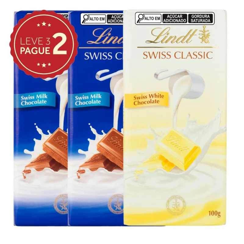 Chocolate Lindt Swiss Classic Tablete 100g Leve 3 Pague 2 KIT PRONTO - GERAL