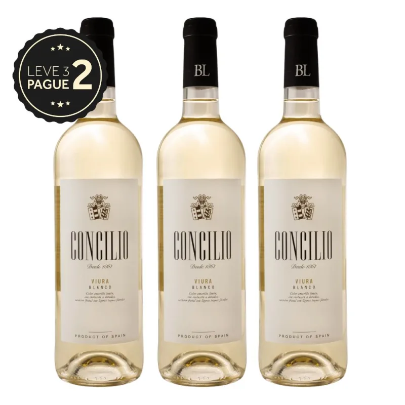 Vinho Espanhol Concilio Branco 750ml Leve 3 Pague 2 KIT PRONTO - Concilio