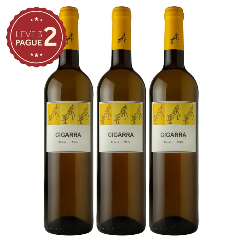 Vinho Português Cigarra Branco Seco 750ml Leve 3 Pague 2 KIT PRONTO - Cigarra