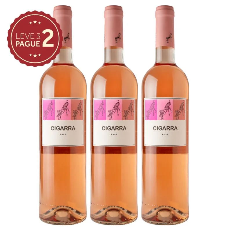 Vinho Português Cigarra Rosé Meio Seco 750ml Leve 3 Pague 2 KIT PRONTO - Cigarra