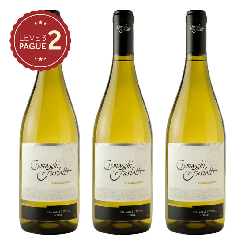 Vinho Chileno Cremaschi Furlotti Chardonnay 750ml Leve 3 Pague 2 KIT PRONTO - CREMASCHI