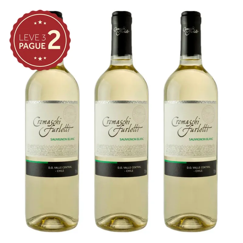 Vinho Chileno Cremaschi Furlotti Sauvignon Blanc 750ml Leve 3 Pague 2 KIT PRONTO - CREMASCHI