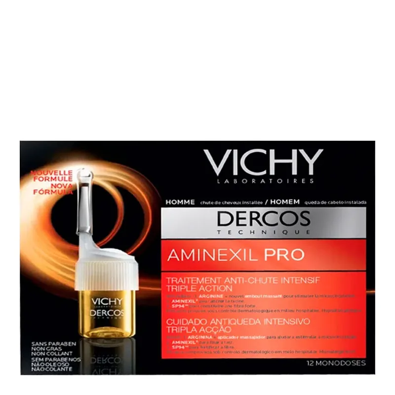 Tratamento Capilar Antiqueda Vichy Dercos Aminexil Masculino 12 Ampolas 6ml