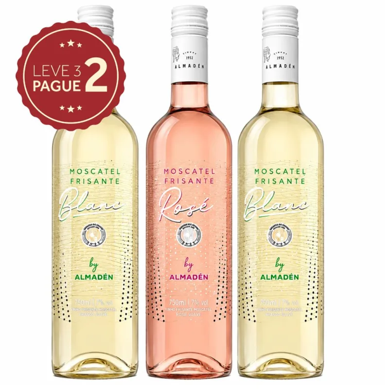 Vinho Brasileiro Moscatel Frisante Almadén 750ml Leve 3 Pague 2 KIT PRONTO - Almadén