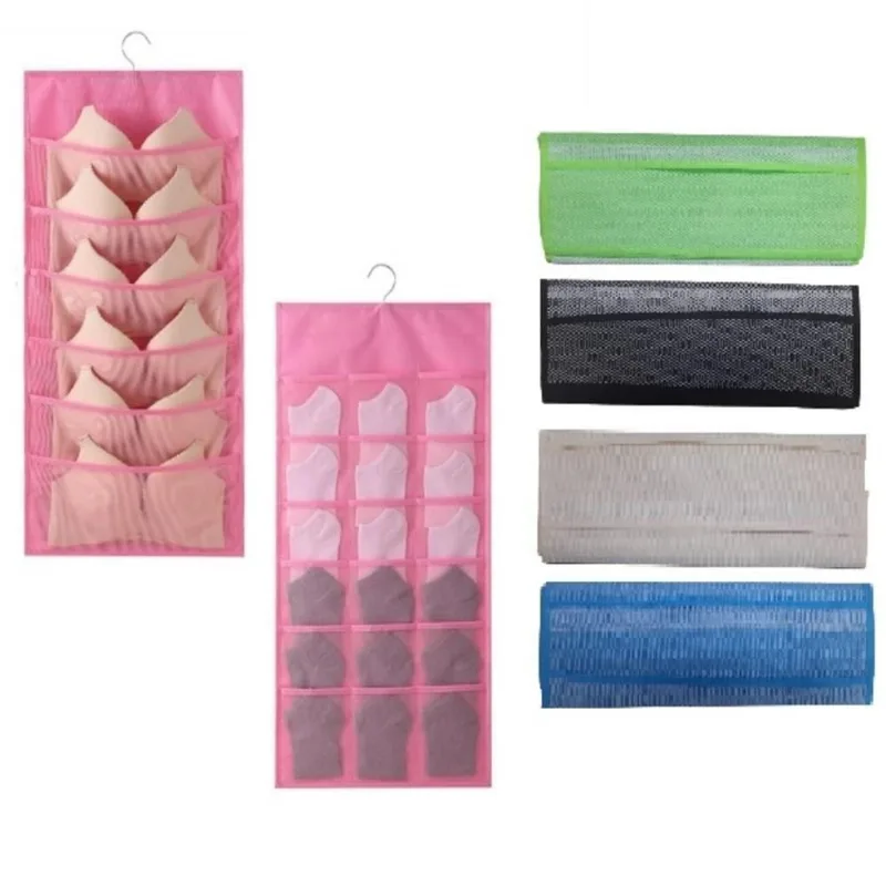 Organizador Cabide 24 Divisorias Multiuso Roupa Intima Rosa