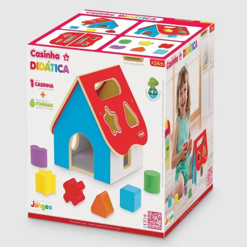 CASINHA ENCAIXE GEOMETRICO DIDATICA INTERATIVA EM MADEIRA BRINQUEDO ATIVIDADE INFANTIL