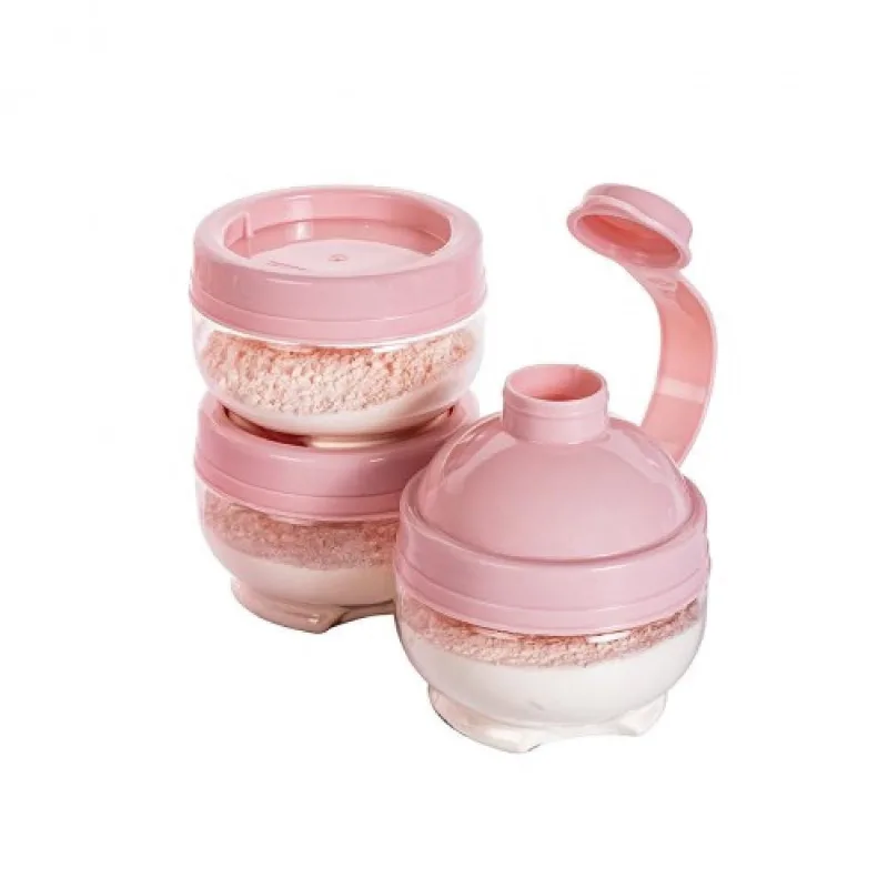 Kit dosador de leite em po gire E trave livre de bpa 3 potes dispenser de bolsa meninas rosa