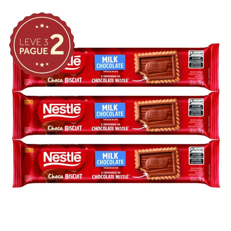Biscoito Nestlé Choco Biscuit 80g Leve 3 Pague 2 KIT PRONTO - Nestlé