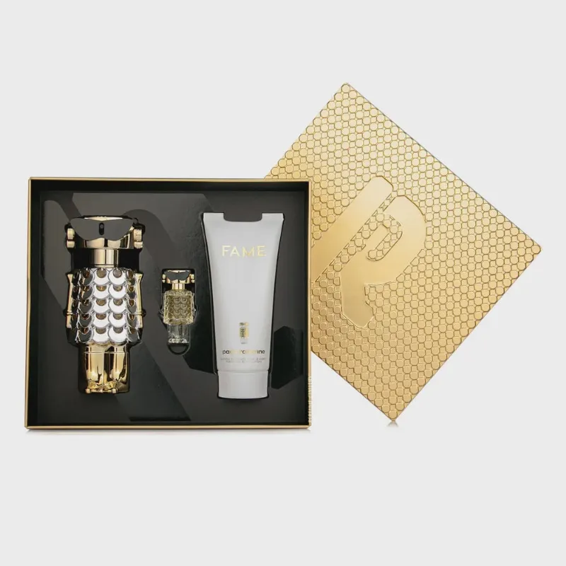 Kit fame paco rabanne (eau de parfum 80ML + body lotion 100ML + eau de parfum miniatura 4ML)