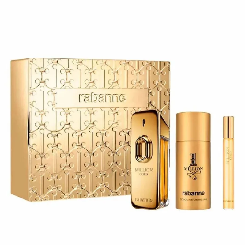 Kit coffret masculino rabanne million gold edp + deo + travel size