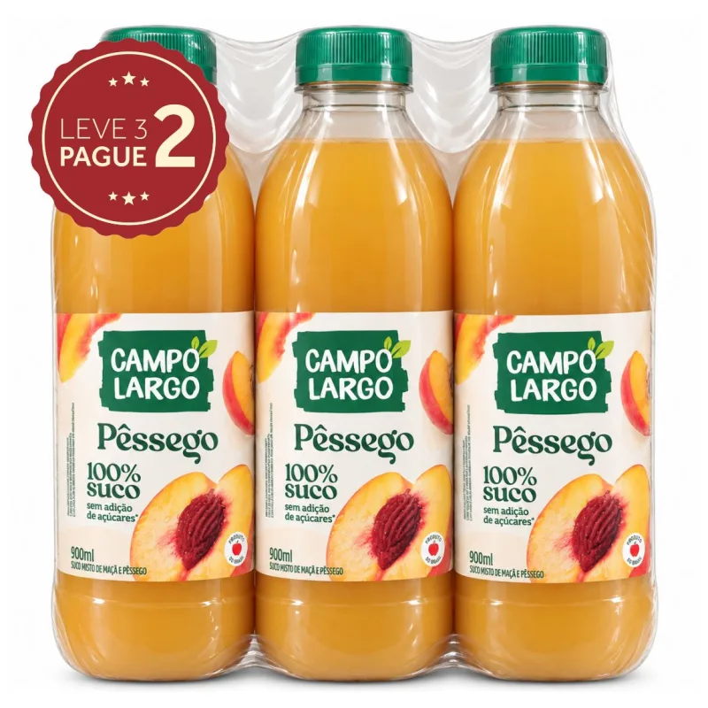 Suco Campo Largo Pêssego e Maçã 900ml Leve 3 Pague 2 KIT PRONTO - Campo Largo
