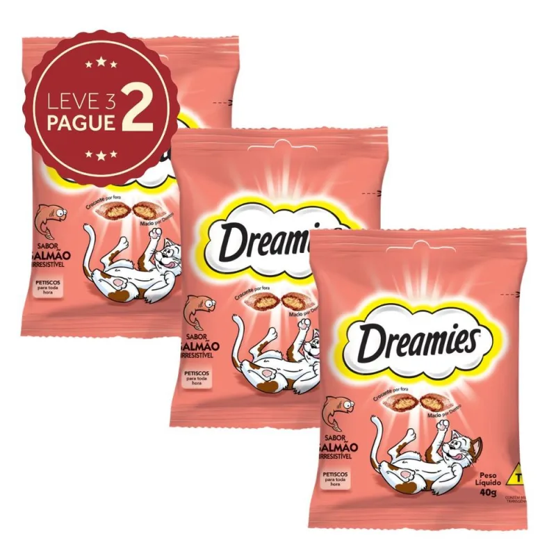Petiscos para Gatos Dreamies Whiskas 40g Leve 3 Pague 2 KIT PRONTO - Whiskas