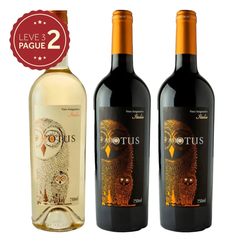 Vinho Italiano Asio Otus Misto 750ml Leve 3 Pague 2 KIT PRONTO - Asio Otus