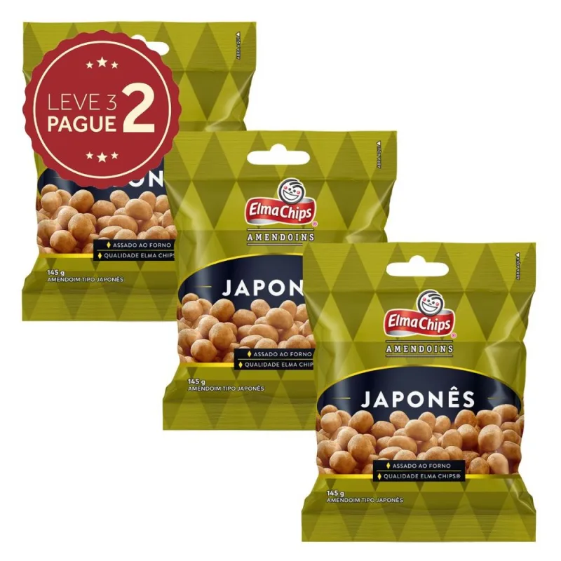 Amendoim Japonês Elma Chips Pacote 145g Leve 3 Pague 2 KIT PRONTO - Elma Chips