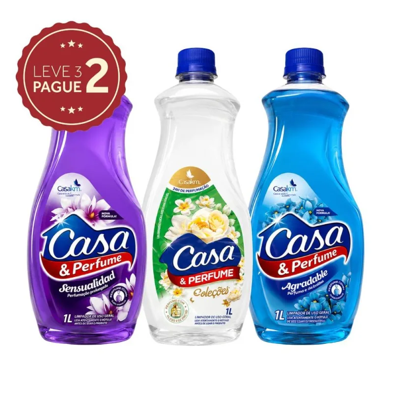 Limpador Casa & Perfume 1L Tipos Leve 3 Pague 2 KIT PRONTO - Casa & Perfume