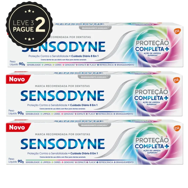 Creme Dental Proteção Sensodyne Caixa 90g Leve 3 Pague 2 KIT PRONTO - Sensodyne