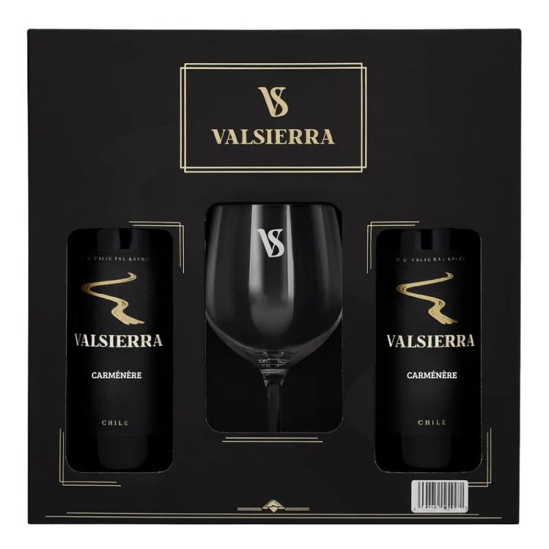 Kit Vinho Chileno Valsierra Reserva Carménère 750ml 2 Garrafas – Grátis Taça - Valsierra