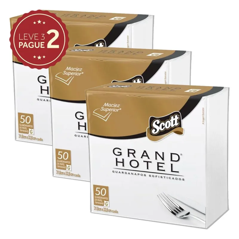 Guardanapo Folha Tripla G.hotel 33x33 Pacote 50 Unidades Leve 3 Pague 2 KIT PRONTO - G.hotel