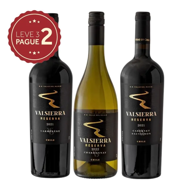 Vinho Chileno Reserva Misto Valsierra 750ml Leve 3 Pague 2 KIT PRONTO - Valsierra
