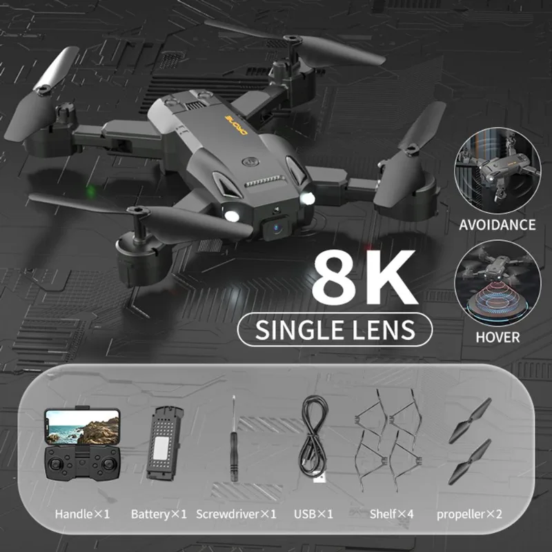 Drone Inteligente 8k Lente Única Preto 2 Baterias