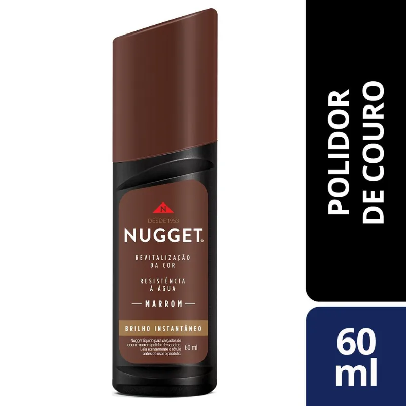 Polidor Líquido p/ Sapato Nugget Marrom Frasco 60ml