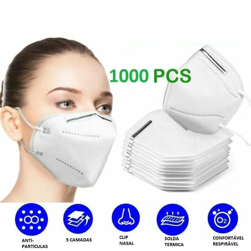 1000 un Máscara Kn95 Proteção Pff2 Clip Nasal 4 Camadas