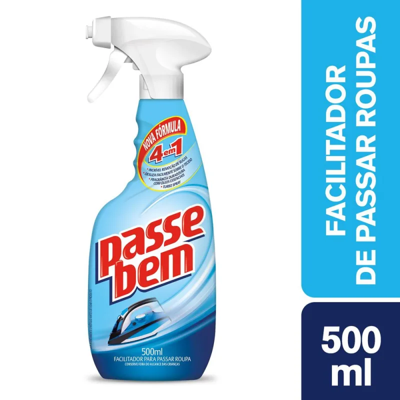 Facilitador de Passar Roupas Passe Bem 4 em 1 Spray 500ml - PASSE BEM